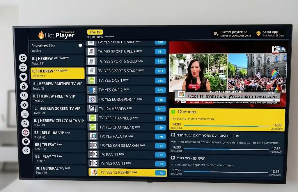 IPTV-programmagids met livezenders en tv-programma’s