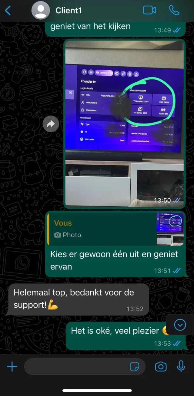 WhatsApp-recension från en nöjd IPTV-kund