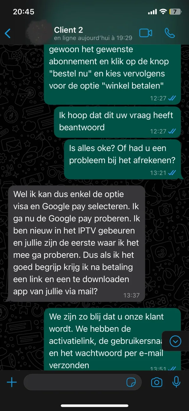 WhatsApp-recension om beställning och aktivering
